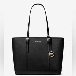 NWT MICHAEL Michael Kors MK Black Leather Tote
